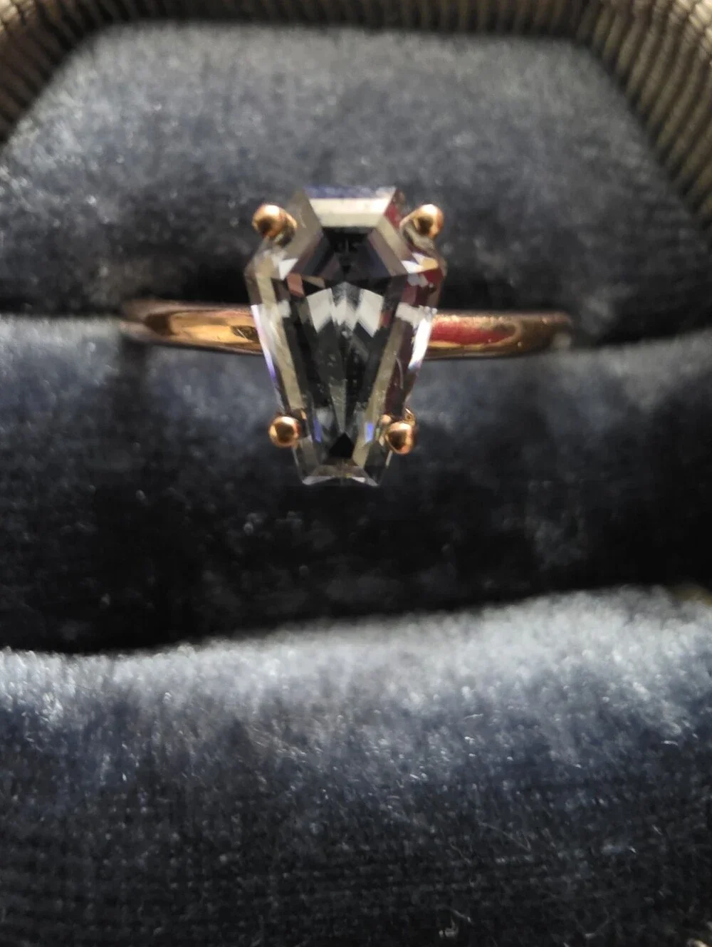 10k Moissanite Coffin Rose Gold Ring